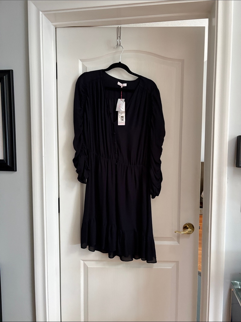 Parker Black Midi Dress with Ruffle Hem